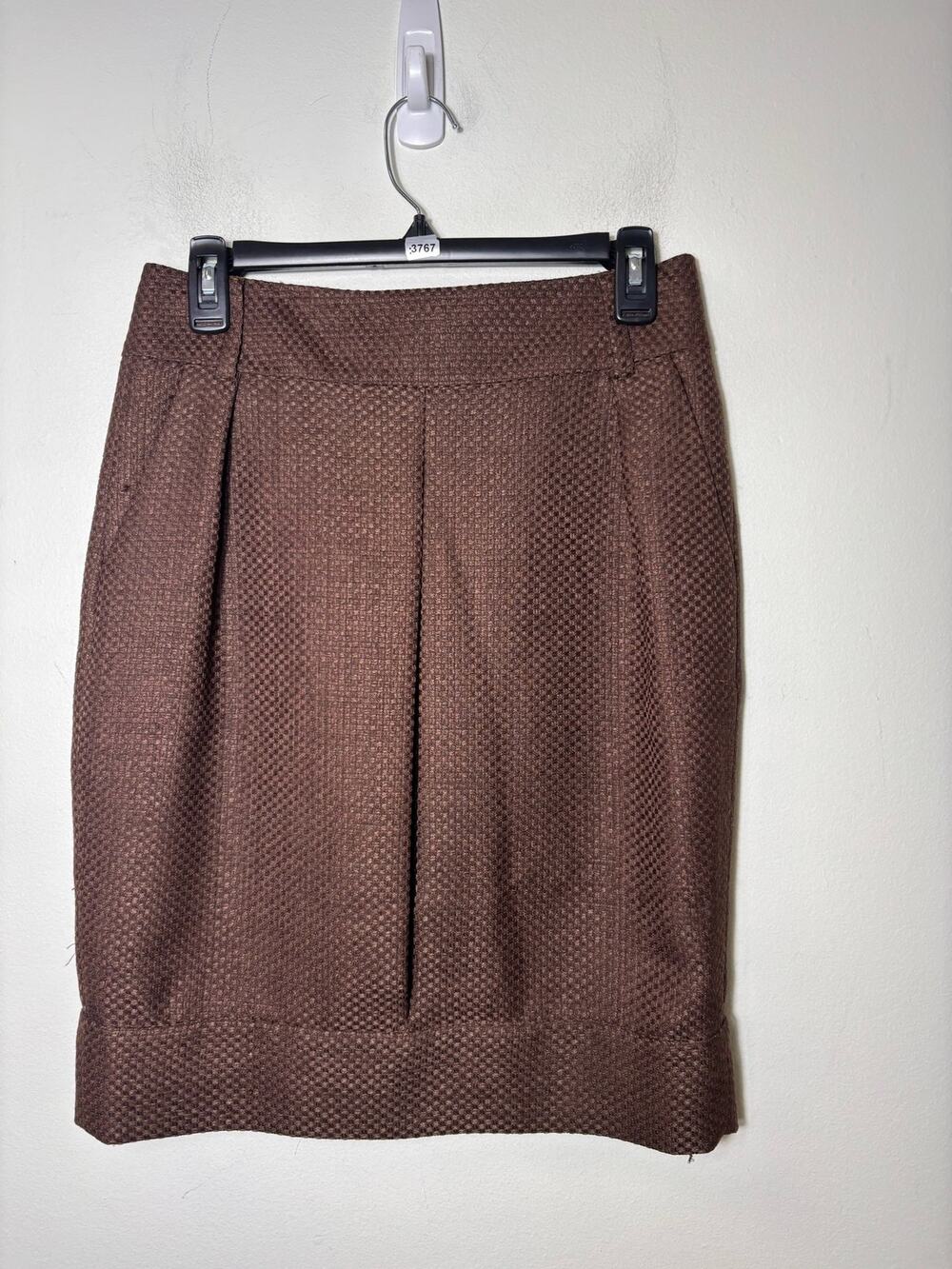Adrienne Vittadini Brown Tweed Knee Length Pencil Skirt Sz 4